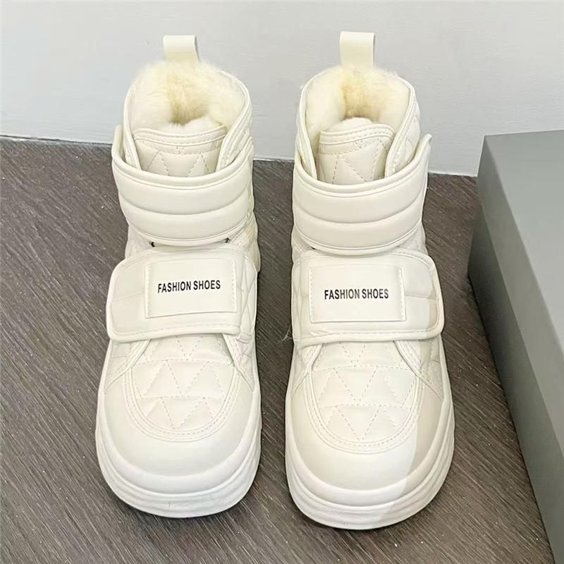Fashion Snow Boots Women Chunky Heel Paltform All Match Casual Ankle Boots Hook Loop Flat Heel Increasing Mujer Shoes Winter New