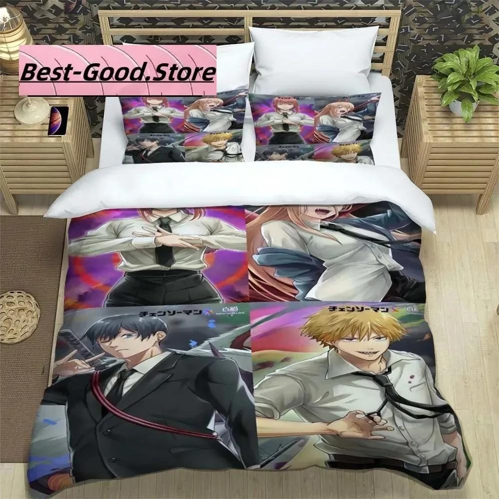 

3D Fashion Anime Chainsaw Man Beding Set Printed Bed Linen Set With Pilowcase Soft Duvet Cover Soft Single Double Quen Super King-Sized Dimensionsd 135*200cm Eu-Single