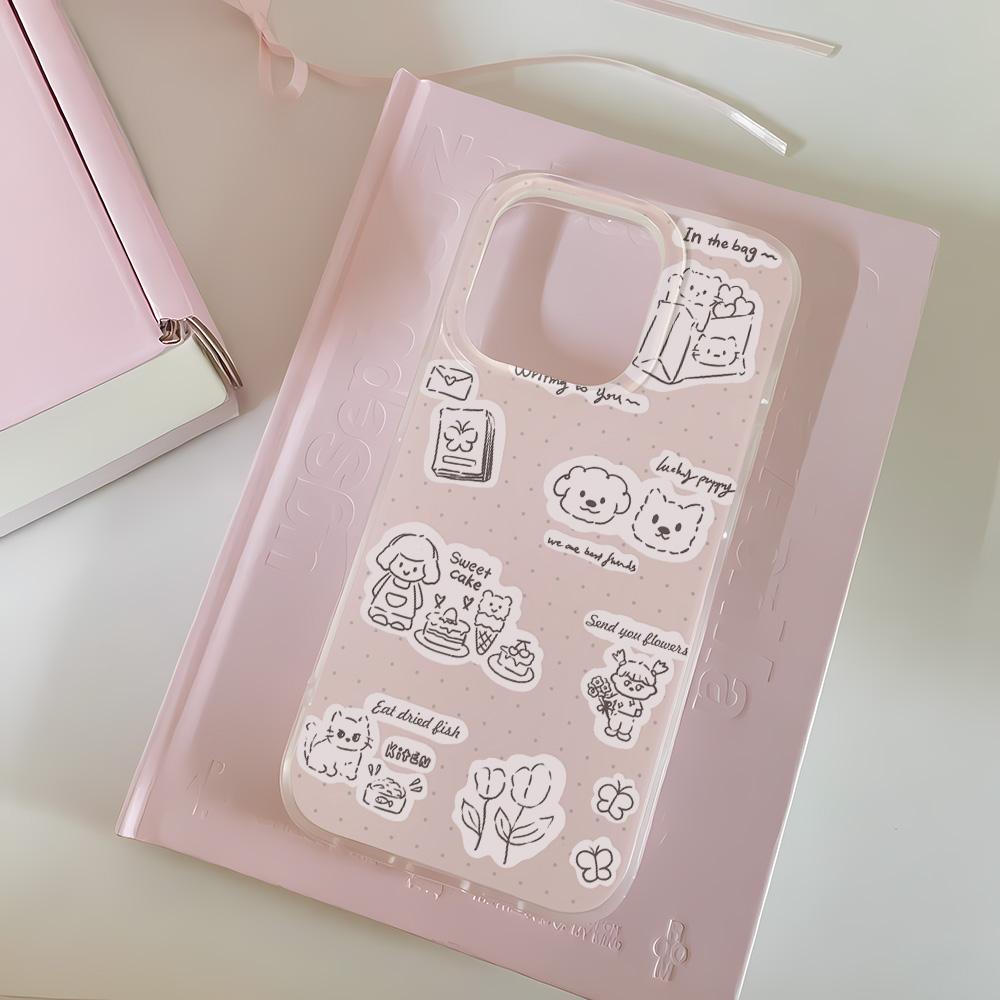 Painted Phone Case for iPhone 12 13 15 16 iPhone 16 12 13 14 15 Pro  14 15 16 Pro Max Coverage Shockproof Anti-Fingerprint Fresh Style Protective Case