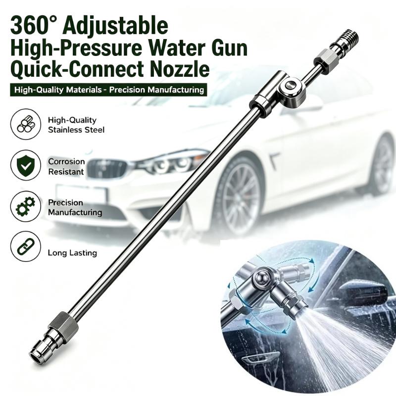 High Pressure Car Wash Gun with 1/4 Quick Plug, Rotating Spray Nozzle Extension Pole for Car Air Conditioner Coil Cleaning
