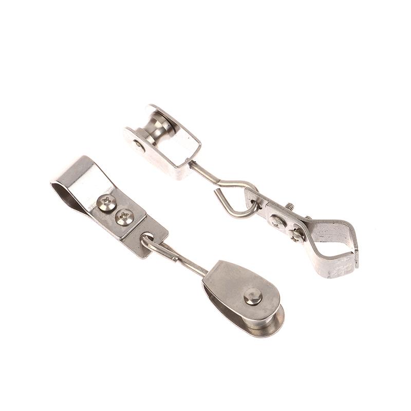 

2Pcs Heavy Duty 304 Stainless Steel Pulley & Clamps For Shade Sail Installation Outdoor Garden Sun Shade Pipe Clips Hardware