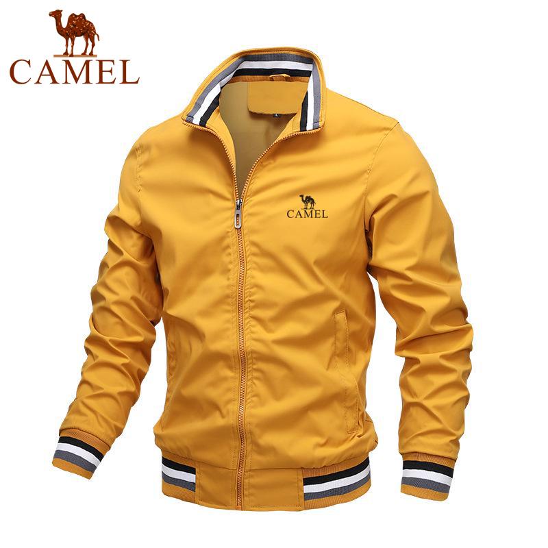 Camel Men's Spring and Autumn Outdoor Sports Solid Color Embroidered Jacket Men's Casual Jacket