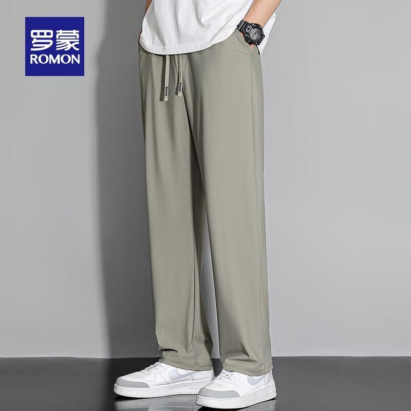 Romon Men's Ice Silk Straight Casual Pants