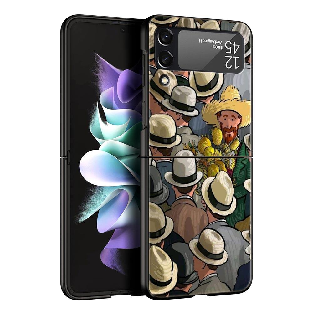 Case for Samsung Galaxy Z Flip 3 4 5 6 Folding Van Gogh Sunflowers The Starry Night For Samsung Z Flip4 Flip5 PC Hard Cover