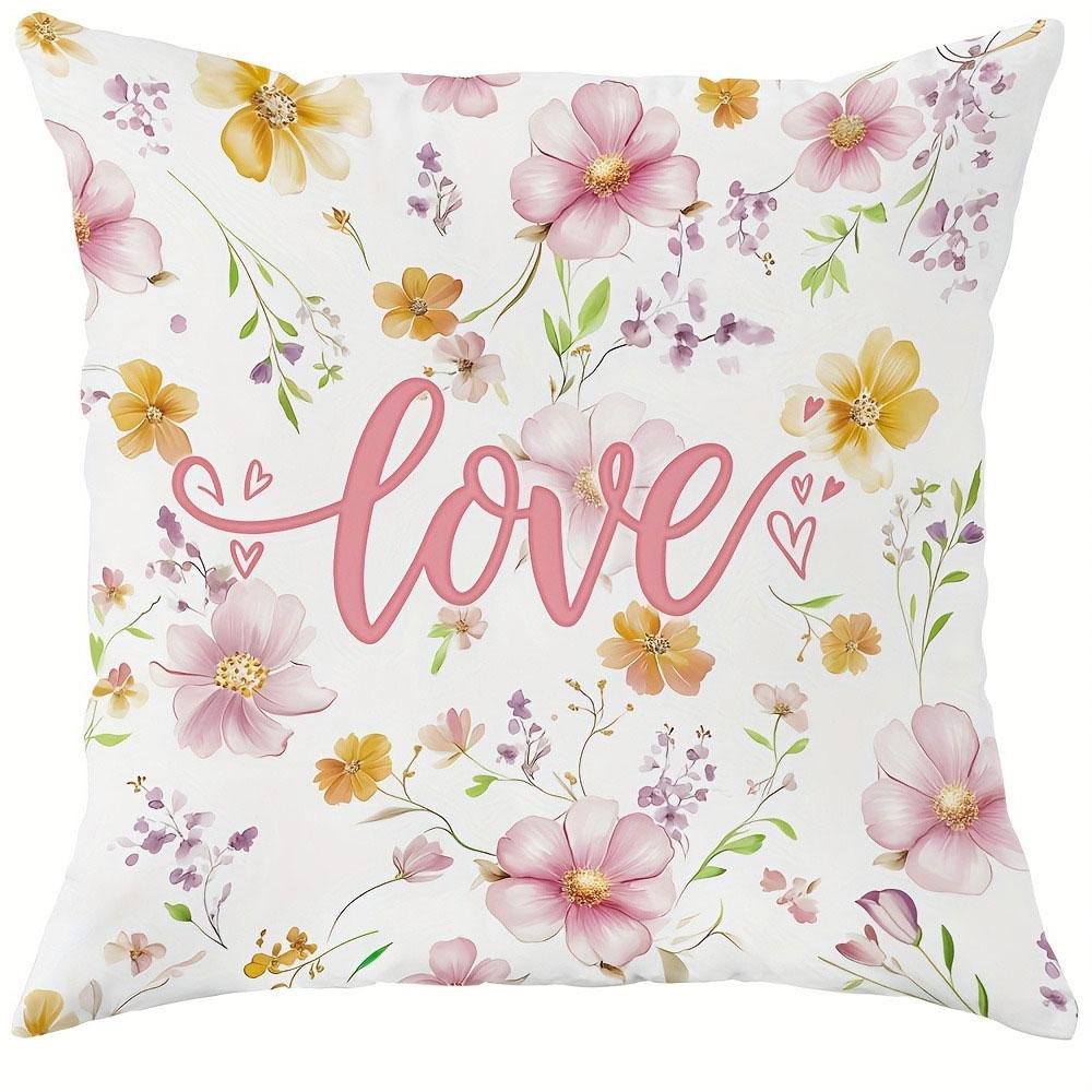 Spring Floral Style Print Nordic Home Decor Pillowcase Bedroom Living Room Sofa Decoration Polyester Cushion Cover With Zipper