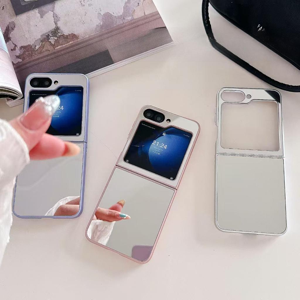 Suitable for Samsung Z Flip7 Mobile Phone Case Zflip 3 4 5 6 Folding Protective Case Simple PC Mirror Case