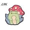 Enamel Safety Pin Brooch Pin, Frog Mushroom Design Lapel Glaze Bright Color Badge Soft Healing Style with Standard Versatile for Clothing Bags