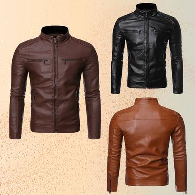 Automne Hiver Hommes Décontracté Vintage Manteau Veste en Cuir Hommes Tenue de Sport Design Moto Biker Poche Vestes en Cuir PU