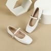 Moda 2025 Primavera y Verano Diario Versátil Casual Cómodo Zapatos Mary Jane Puntera Cuadrada Boca Baja Cuero Suave Zapato Plano de Ballet