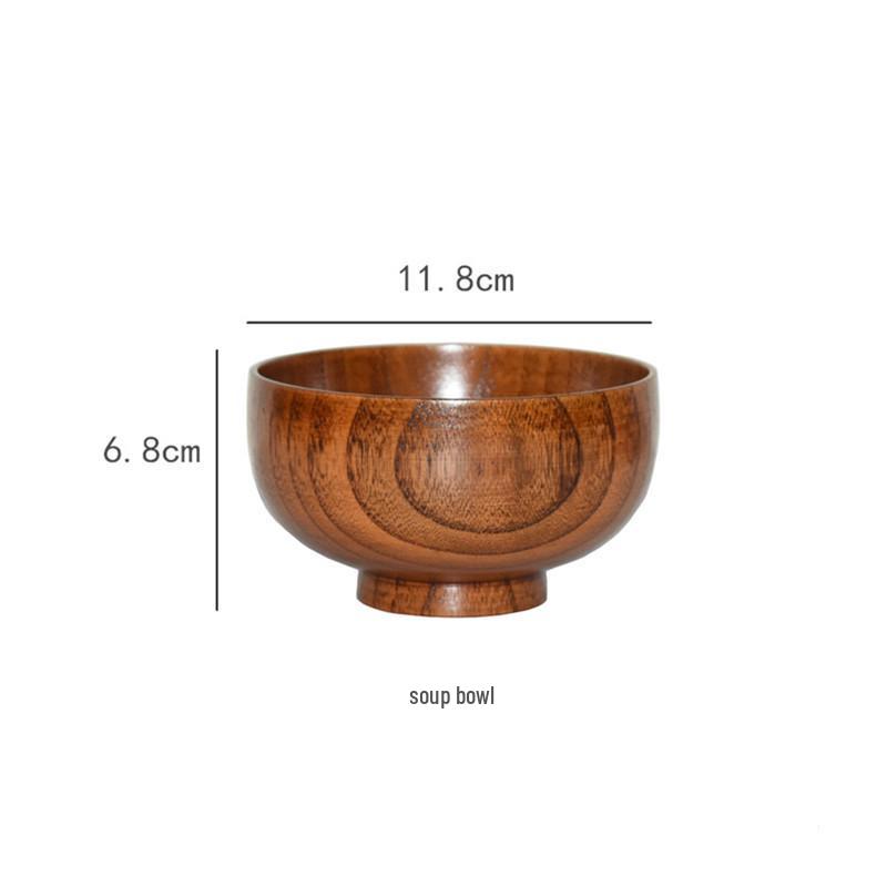 Jujube Wood Round Bowl for Eating and Soup