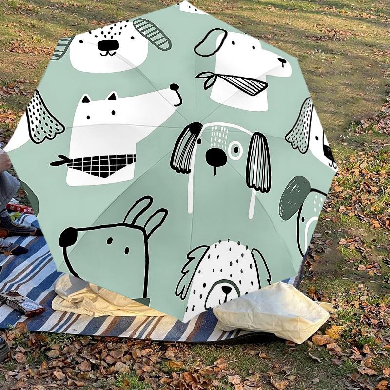1PC Dog Pattern Umbrella-8-Rib Reinforced, Automatic Open, Lightweight & Durable, Cute Fashion Accessory for Outdoor-P91