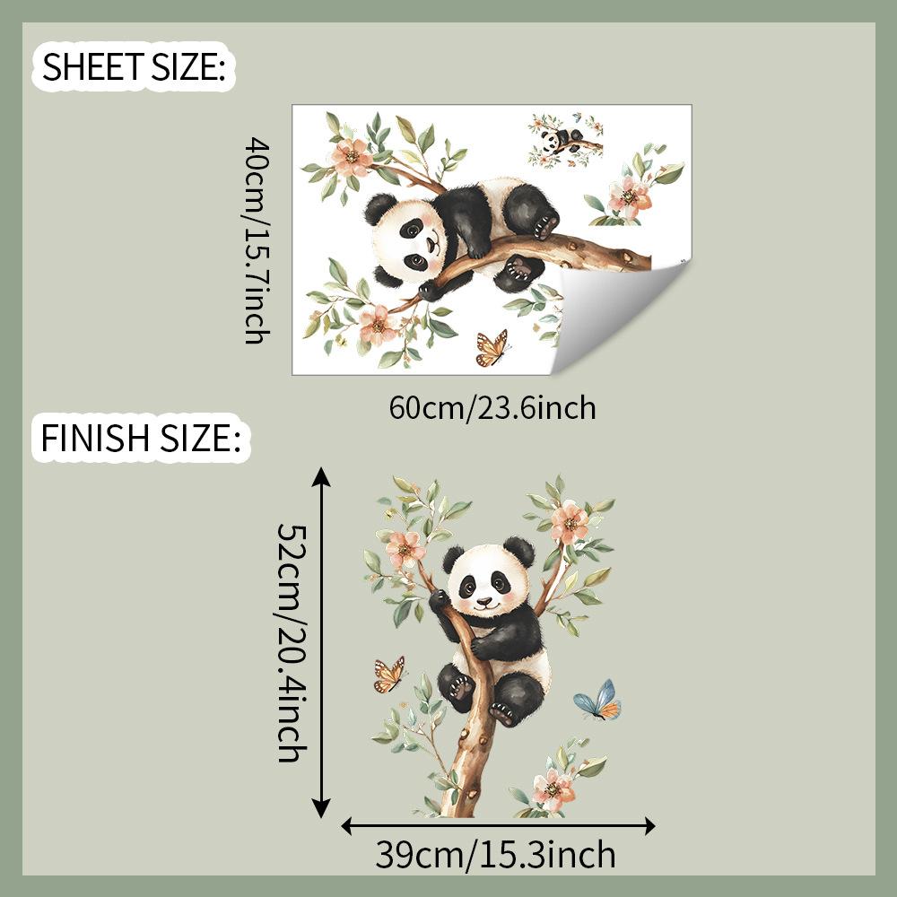

Colorful Flower Branch Panda Wall Stickers for Children s Bedroom Kids Room Decoration Kindergarten Home Decor Wallpaper 40x60cm
