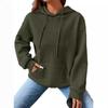 Women's Hooded Sweatshirt Spring and Autumn Style Waffle Fashion Beautiful Solid Color Hooded Drawstring Loose Sweatshirt