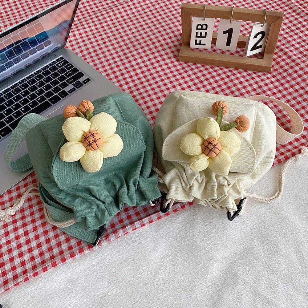Canvas Shoulder Bag Flower Women's Bags Cosmetic Bag Work Tote Bag  Girls