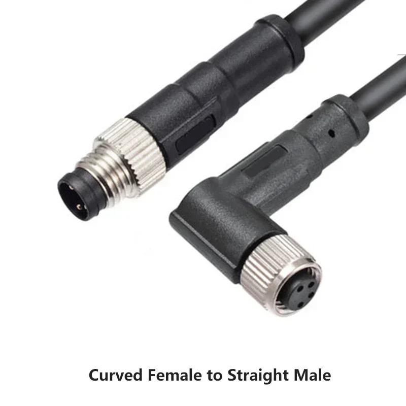 M8 10M PUR/PVC Unshield Cable 3Pin 4 5 6Pin 8Pin Waterproof Aviation Connector Male To Female Straight To Curved Power Adapter
