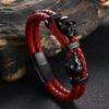 Punk Style Leather Braided Bracelets Unique Magnetic Hand Chain Gothic Skull Wristband  Anniversary