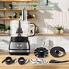 TopStrong 6-in-1 Food Processor 800W 2L Silver Multifunctional Chopper Slicer Shredder Kneader Dough Blender 3 Speeds Pulse EU