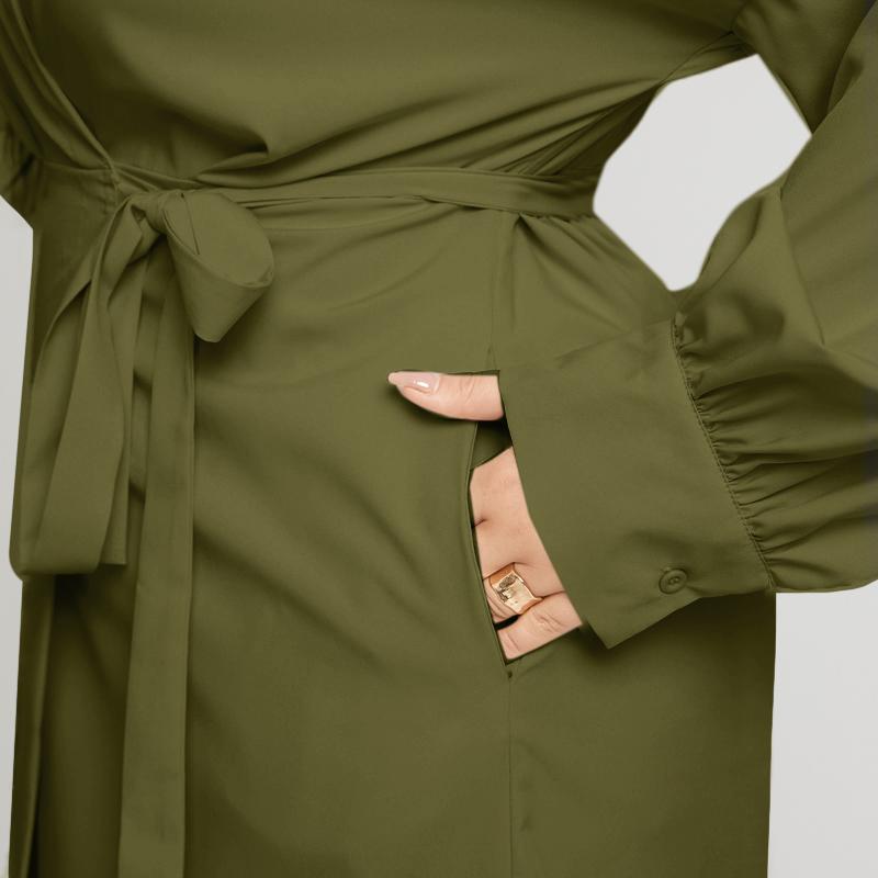 Frühling Plus Größe Damenmode Revers Lange Ärmel Maxi Shirt Lose Einfarbig Kleider