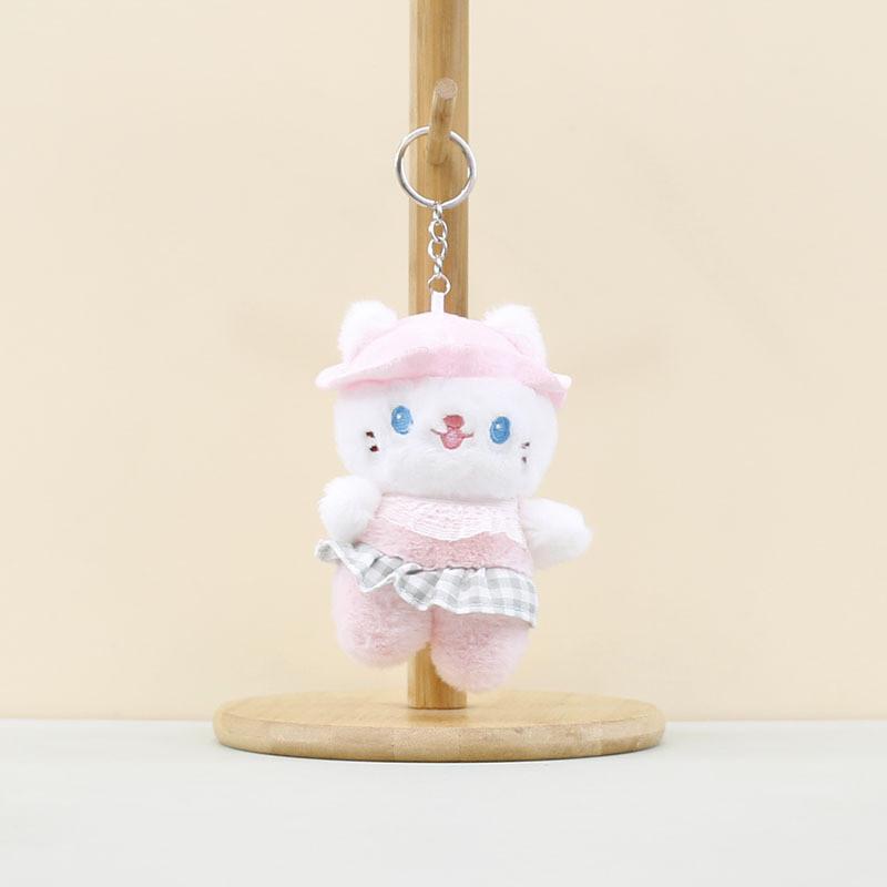 Adorable Plush Cat Keychain Accessory Cute Pink Kitten Doll With Soft Fur Material