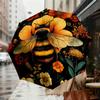 1pc Bee Flowers Automatic Folding Umbrella, Heavy Duty 8 Rib Iron Frame,  Suitable for Travel, Daily Use, Birthday, Decor Gift M0104067
