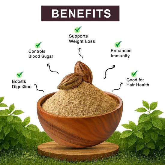 Brijbooti Badi Harad Pulver 400 Gramm | Haritaki Pulver | Kadukkai Pulver | Karakkaya | Ayurvedisches Verdauungsergänzungsmittel