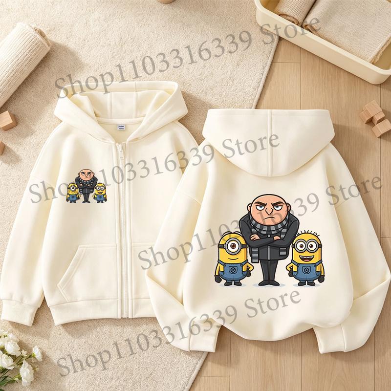 New Minionses Kids Zipper Hoodies Coats Girl Boy Sweatshirt Clothes Long Sleeve Harajuku Pullovers Casual Hooded Tops GIFT 2026