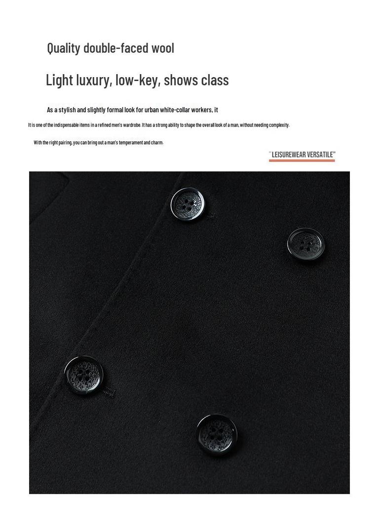 2025 Men's Luxury Woolen Down Coat - Double-Sided, Plus Size, Warm & Lightweight for Autumn/Winter Business Wear