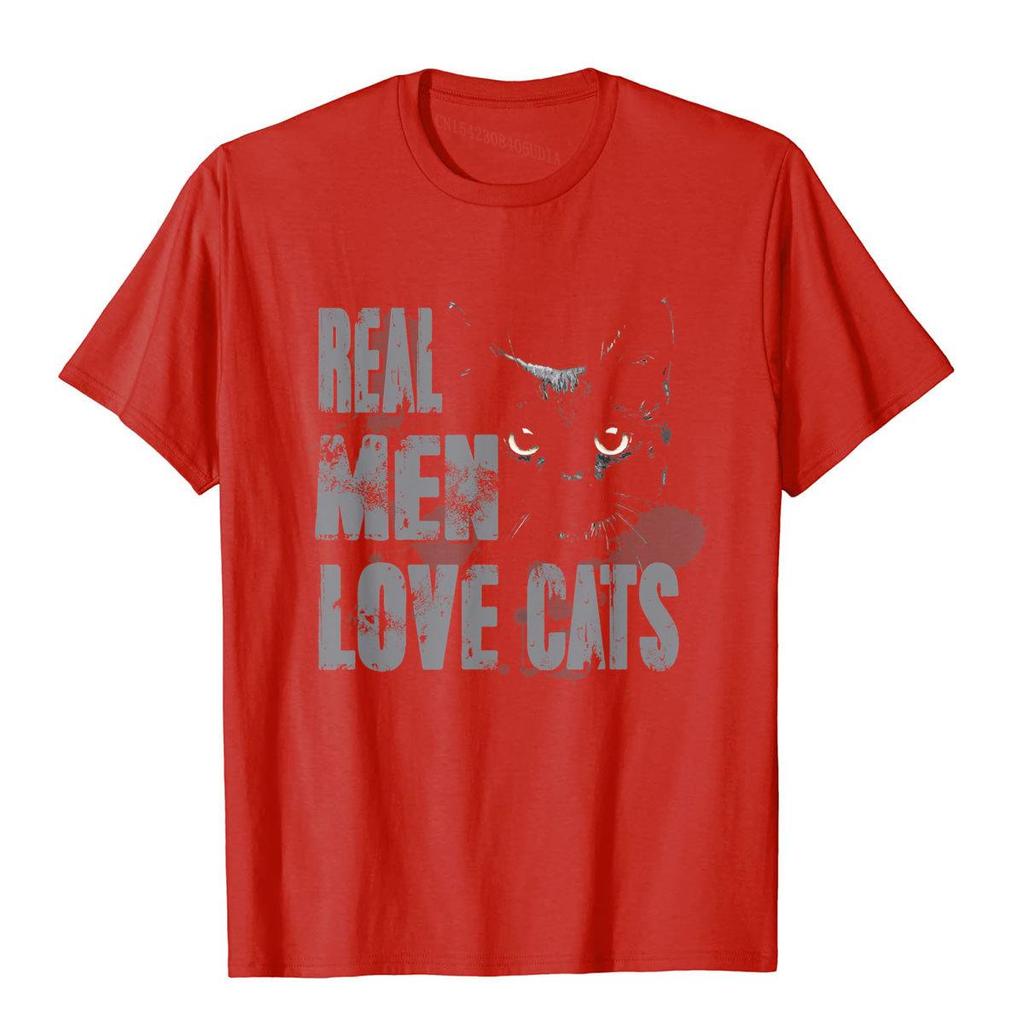 Echte Männer lieben Katzen T-Shirt Tolles Katzenliebhaber Tee Oberteile & T-Shirts Mode Chinesischer Stil Baumwolle Herren T-Shirt Cartoon