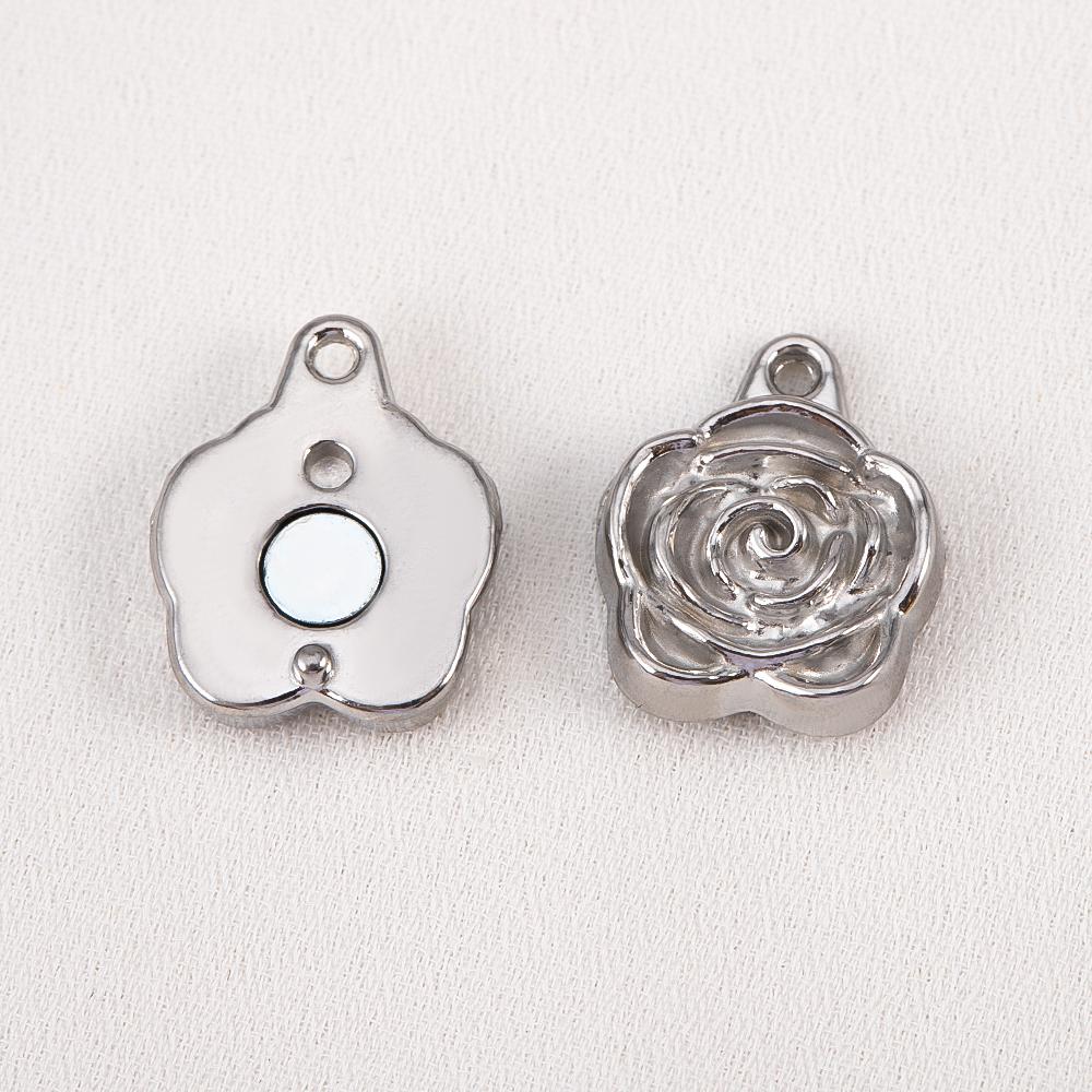 1Set Magnetic Buckle Stainless Steel Round Heart Clasp Flower Connector Bracelet Necklaces Jewelry Making DIY End Converter