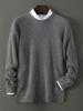 Men's High-Quality 100% Wool Round Neck Sweater, Vertical Ribbed Knit, Soft and Luxurious Thick Base Layer