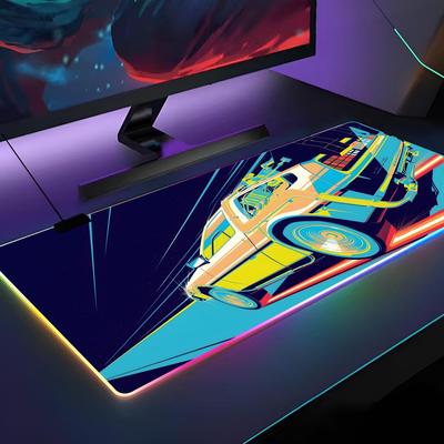 Back To The Future Mouse Pad RGB Backlit Mouse Pad Laptop Mouse Pad Laptop Gamer Computer Desk Gaming Accessories