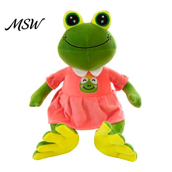 Frog Plush Toy Prince Princess Toy, Cute Stuffed Animal with Striped Shirt/Skirt, Soft Pillow for Bedroom, Birthday Gift Kids Lovers