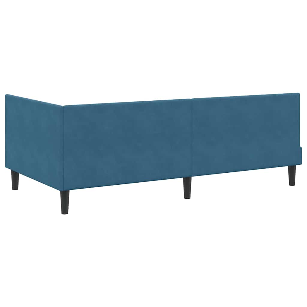 L Shaped Bed Frame with Headboard Blue 100 Cm X 200 Cm Velvet