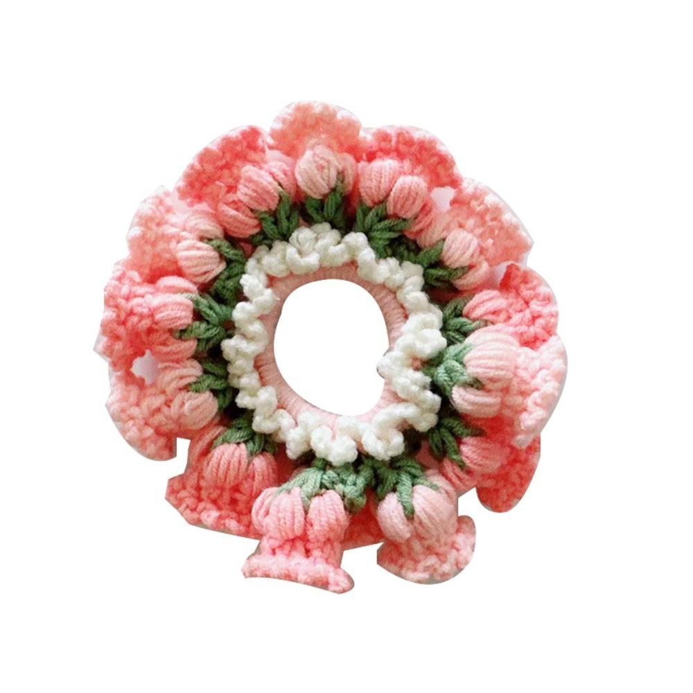 Handmade Crocheted Flower Scrunchies Flores Convallariae Sweet Hair Tie Knitted Hair Rope  Girls
