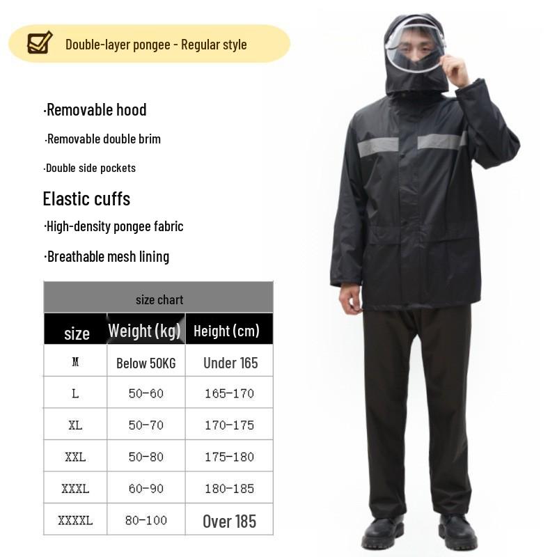 Thickened Full-Body Stormproof Raincoat and Pants - Reflective, Lengthened Set for Cycling and Riding
