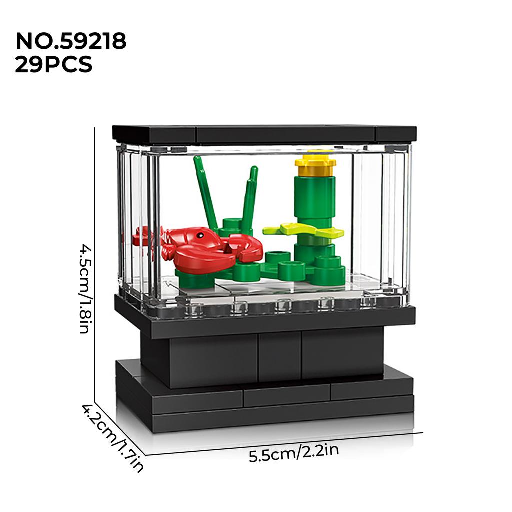 Micro Fish Tank Series Building Blocks Toy Desktop Model Creative Home Decoration Gift For Children