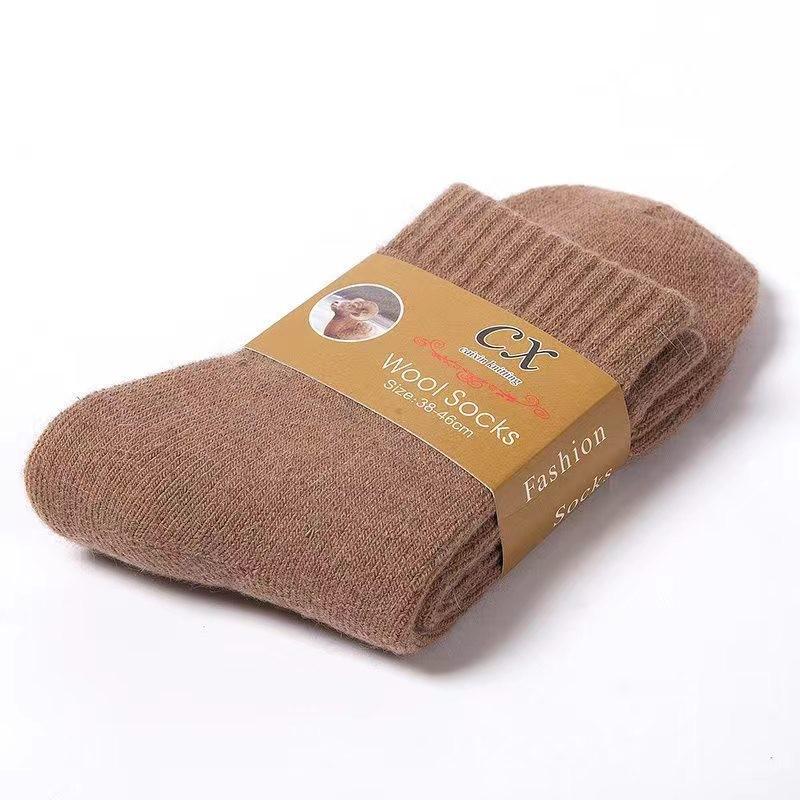 Men's Thickened Wool Mid-Calf Socks - Autumn Winter Warm Solid Color Fashion