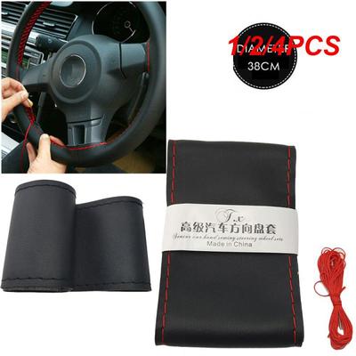1/2/4PCS 36cm/40cm Car Steering Wheel Cover Soft Leather Braid With Needle Thread Automobiles Steering-wheel Car Interior