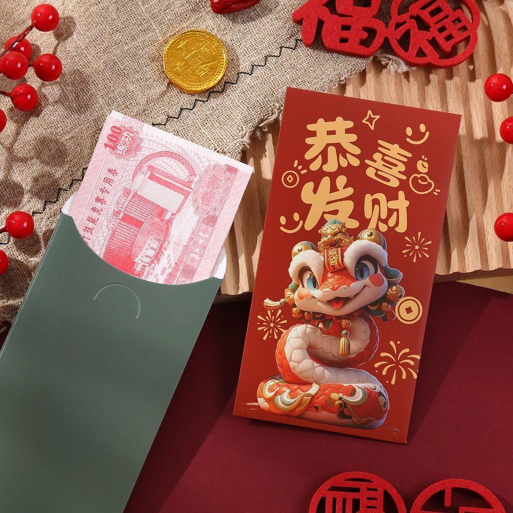 6pcs/set Cartoon New Year Red Envelopes Snake Pattern Coin Money Bags  Chinese New Year