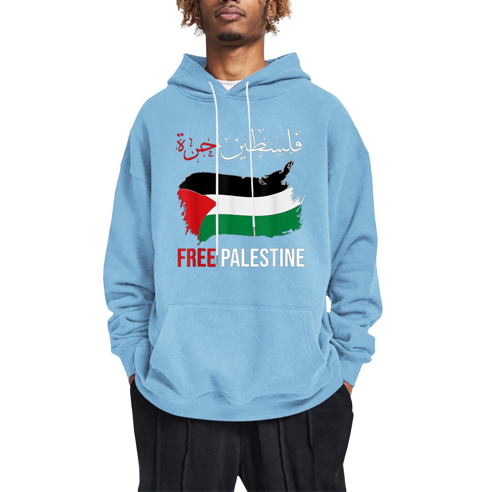 

FREE PALESTINE Мужская свободная толстовка с капюшоном с принтом, мужская повседневная модная спортивная толстовка L