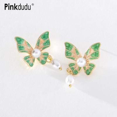 Módna imitácia perly Pink Butterfly Drop Náušnice Vintage Luxusné modré náušnice proti hmyzu pre ženy Darčeky šperkov PD1315