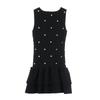 Autumn Beaded Black Sleeveless Skirt Dress