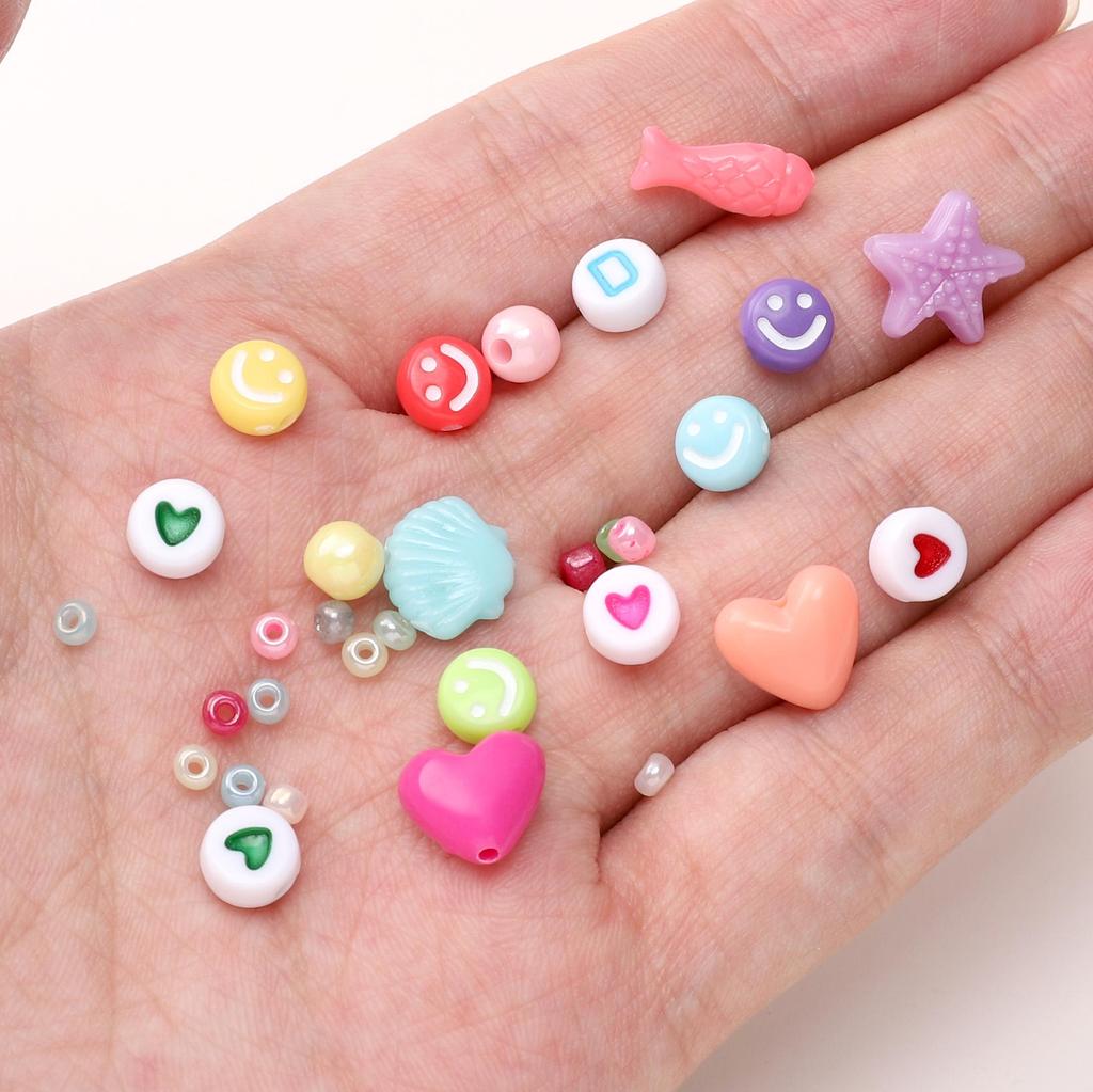 15box/bag Glass Seed Beads Acrylic Beads Elastic Line Thread Cord For DIY Accessories Jewelry Making