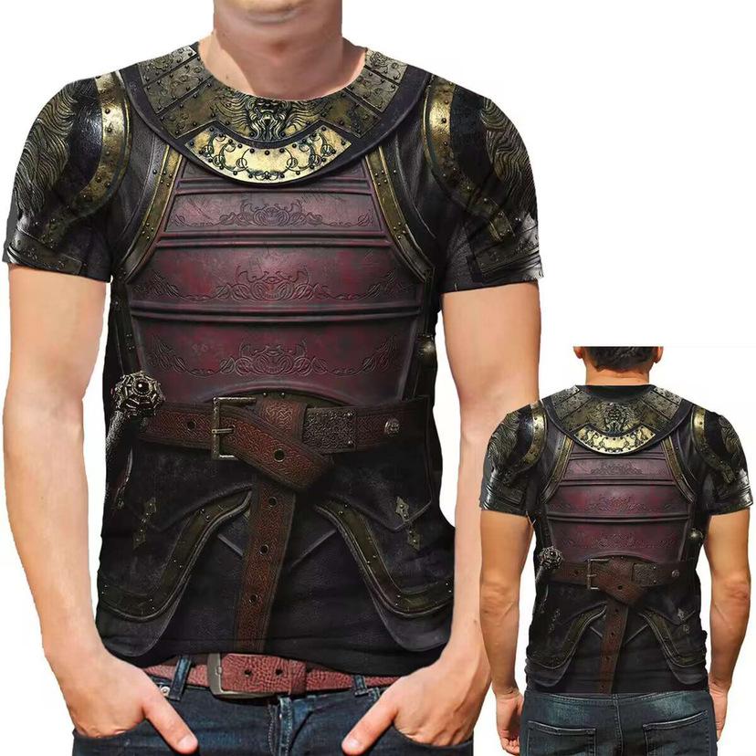 New 3D Printed Men's Round Neck Short Sleeved Casual T-shirt Men's Summer T-shirt