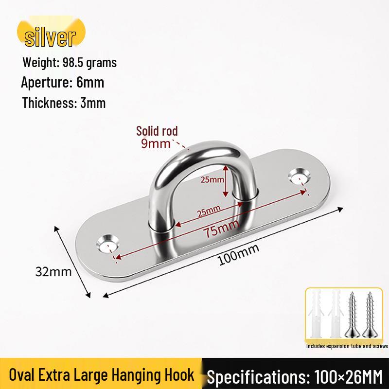 Heavy-Duty Stainless Steel Ceiling Hook with Pull Ring for Fans