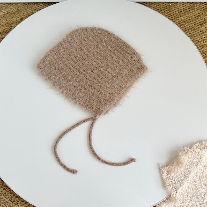 

Korean Children s Lace Ear Protection Knitted Hat Versatile Autumn and Winter Warm Solid Color Baby Lace Wool Ear Protection Hat one size