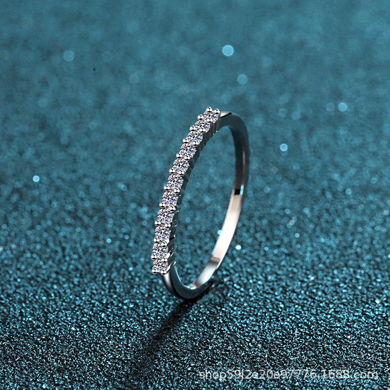 S925 Sterling Silver Moissanite Eternity Ring: Simulated Diamond Engagement Gift