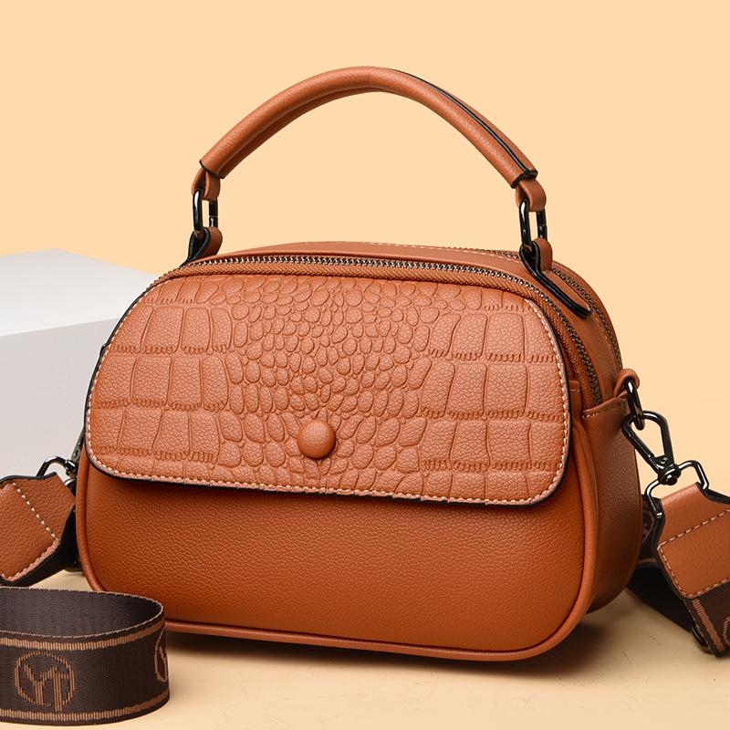 

Ретро сумка через плечо с многослойным узором под крокодила - Универсальная маленькая круглая сумочка жёлтый