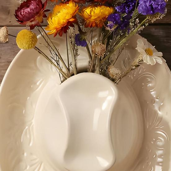 Hars Cowboyhoed Wandplanter Handgemaakte Wandhangende Vaas Western Boho Wanddecoratie voor Badkamer Woonkamer Kantoor Huisdecoratie