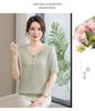 Summer Knit Top with 3D Floral Embossing, Breathable Short Sleeve, Casual and Loose Fit for Middle-Aged and Elderly Women